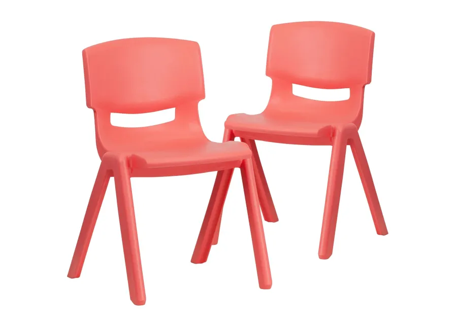 Flash Furniture Whitney 2 Pack Red Plastic Stackable School Chair with 13.25" Seat Height