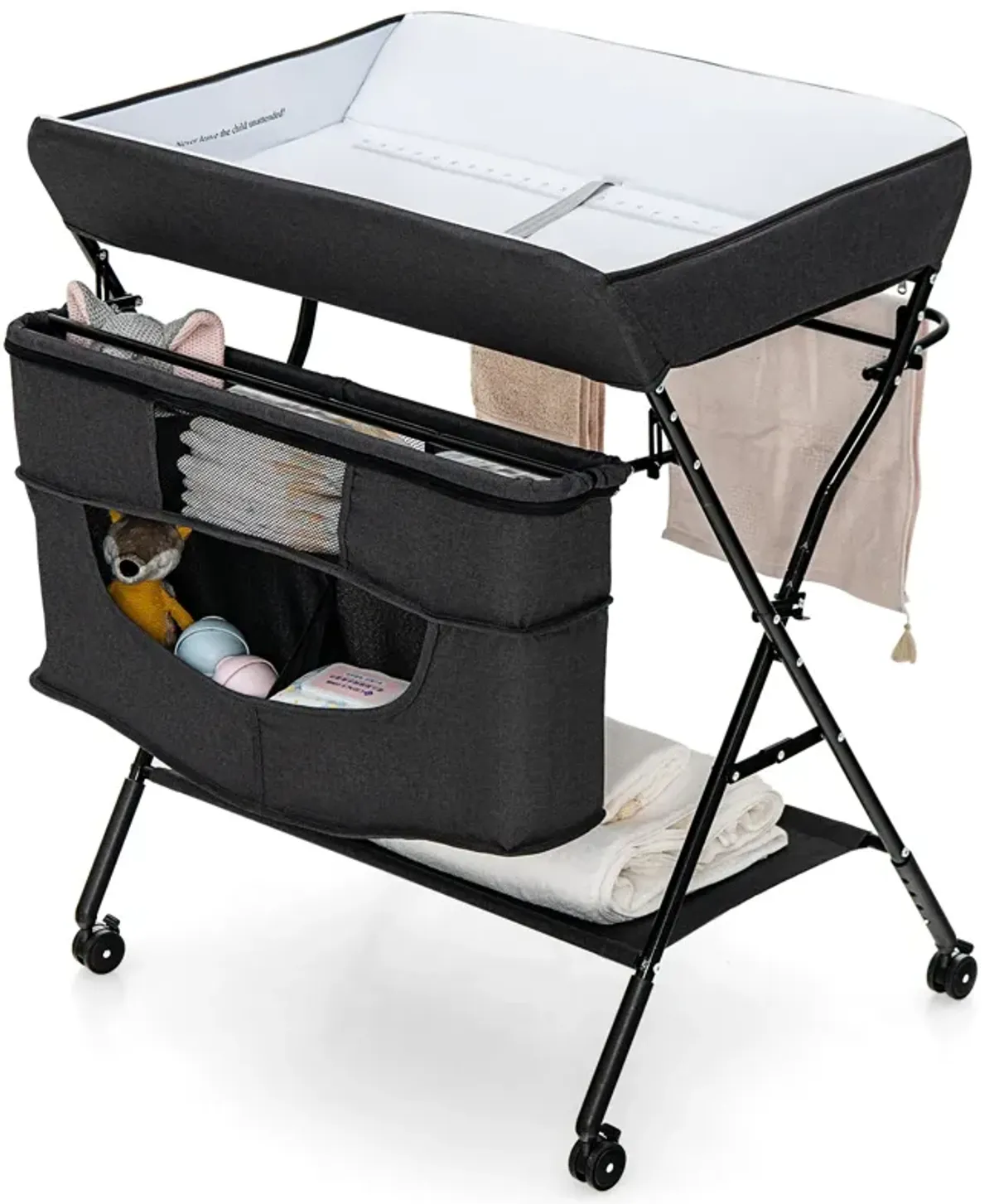 Portable Adjustable Height Newborn Nursery Organizer with Wheel