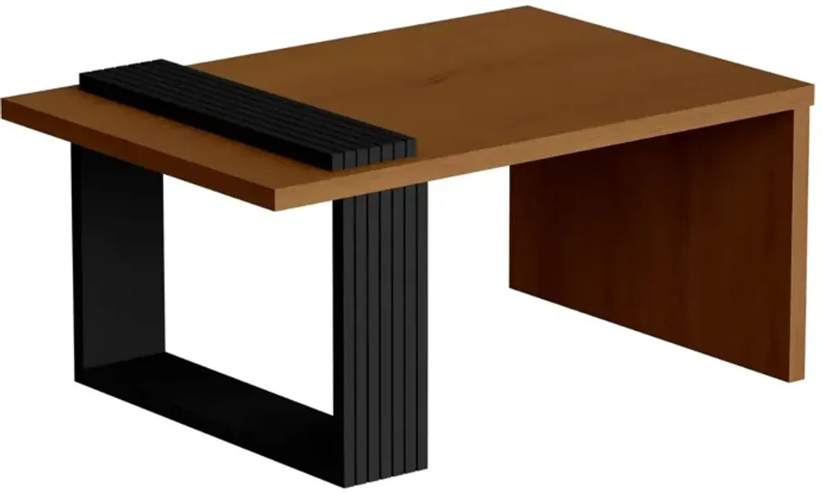 32 Brown And Black Manufactured Wood Rectangular Coffee Table