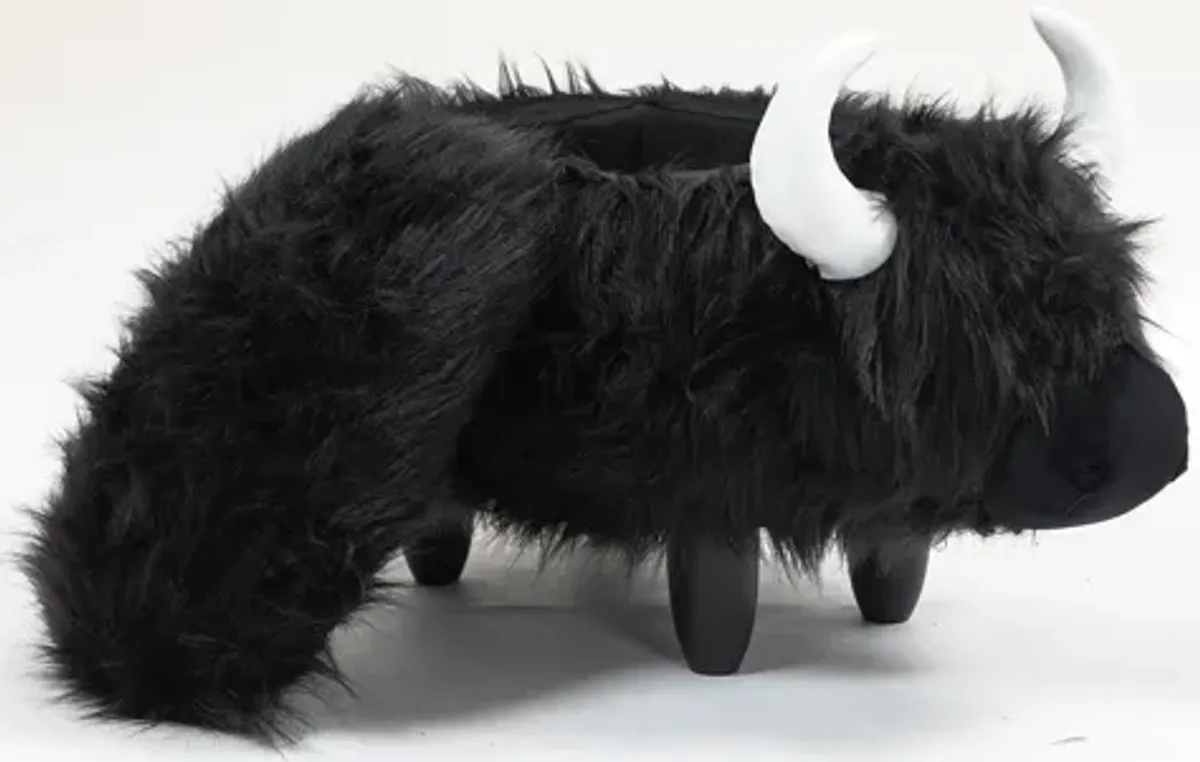 Black Cow Animal Storage Ottoman