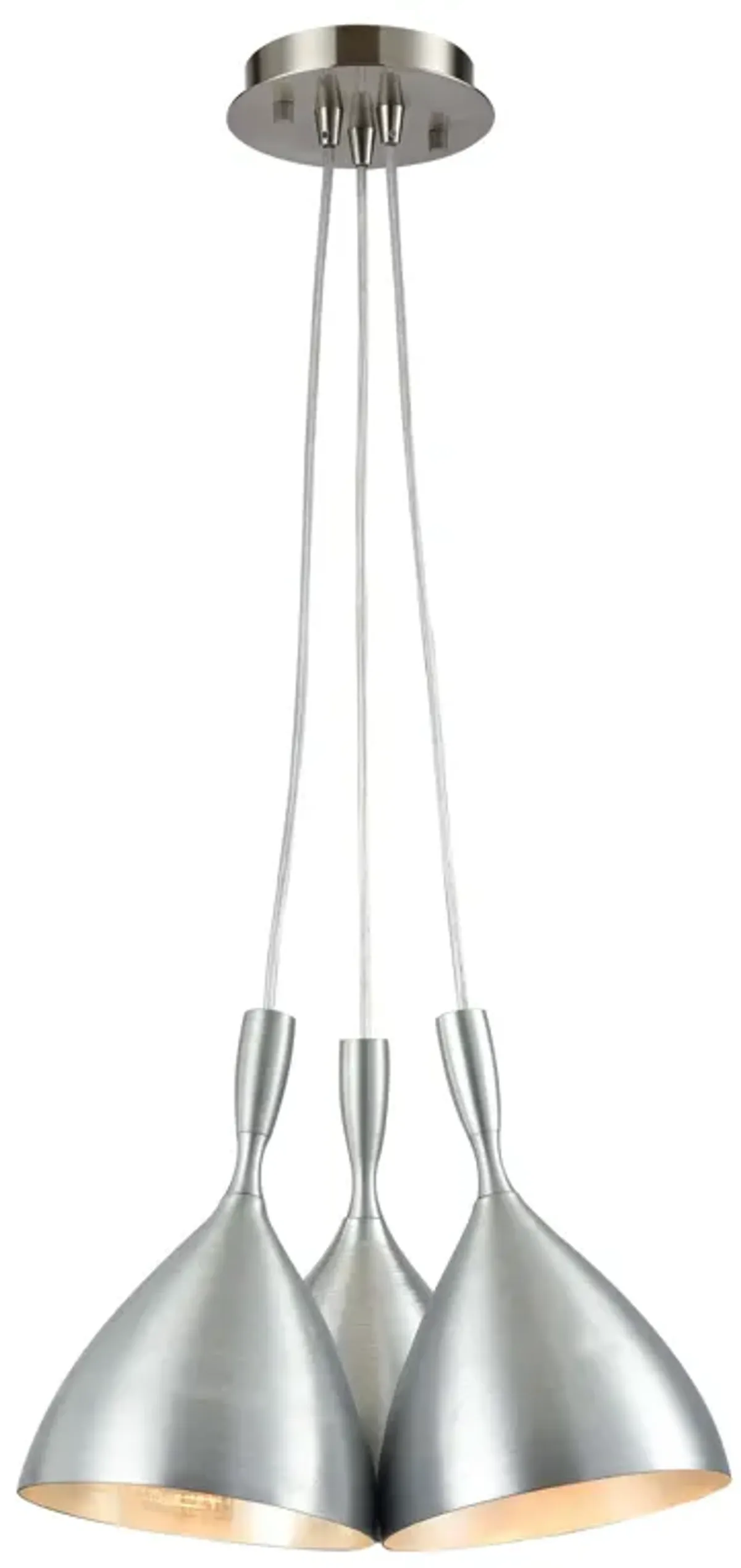 Spun Aluminum Mini 3 Light Silver Cluster Pendant