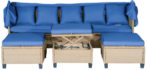 Merax UV-Proof Resin Wicker Patio Sofa Set with Canopy