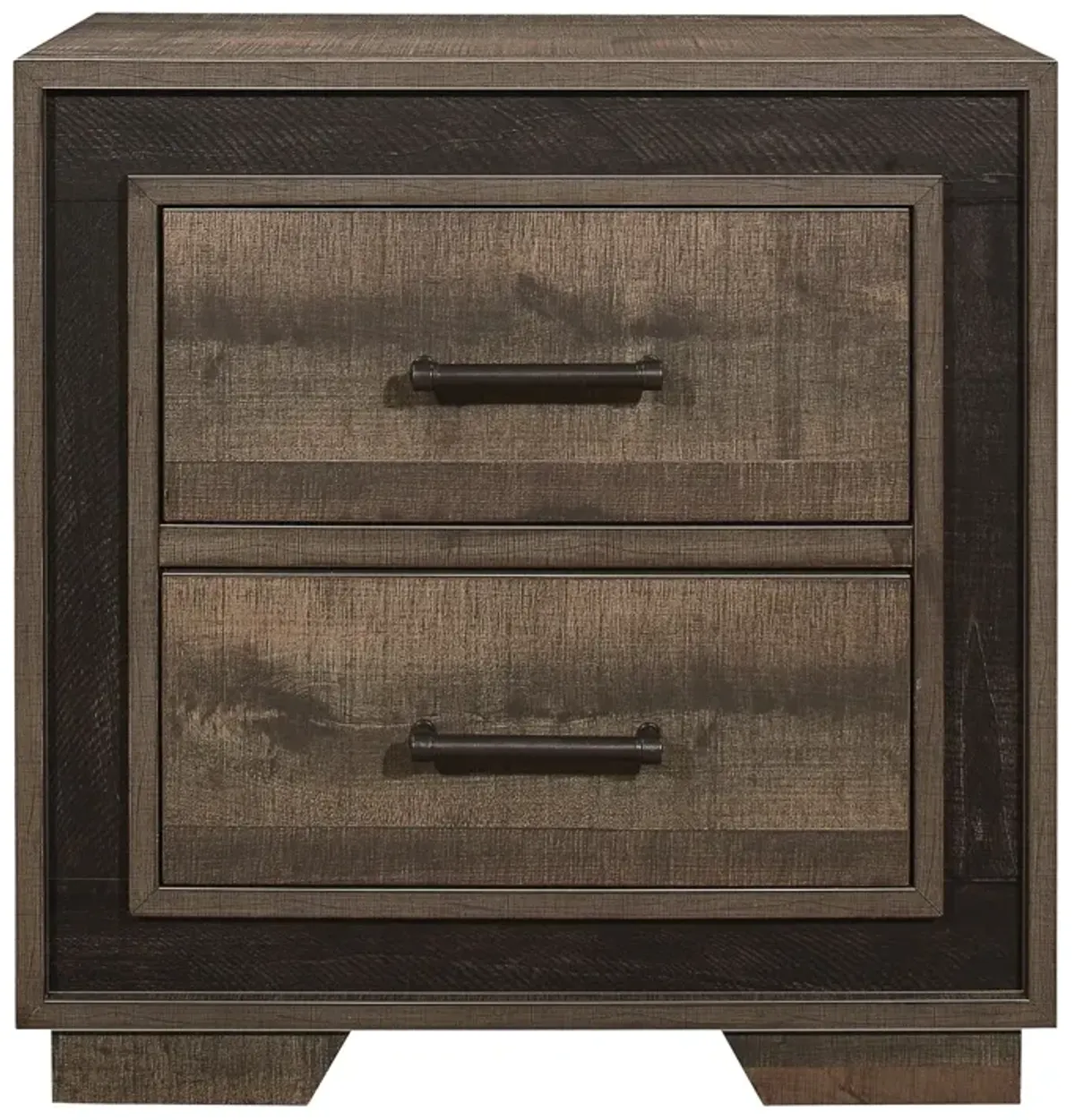 Rustic Style 1 Piece Nightstand Two-Tone Finish Embossed Faux-Wood Bedside Table Bedroom Furniture