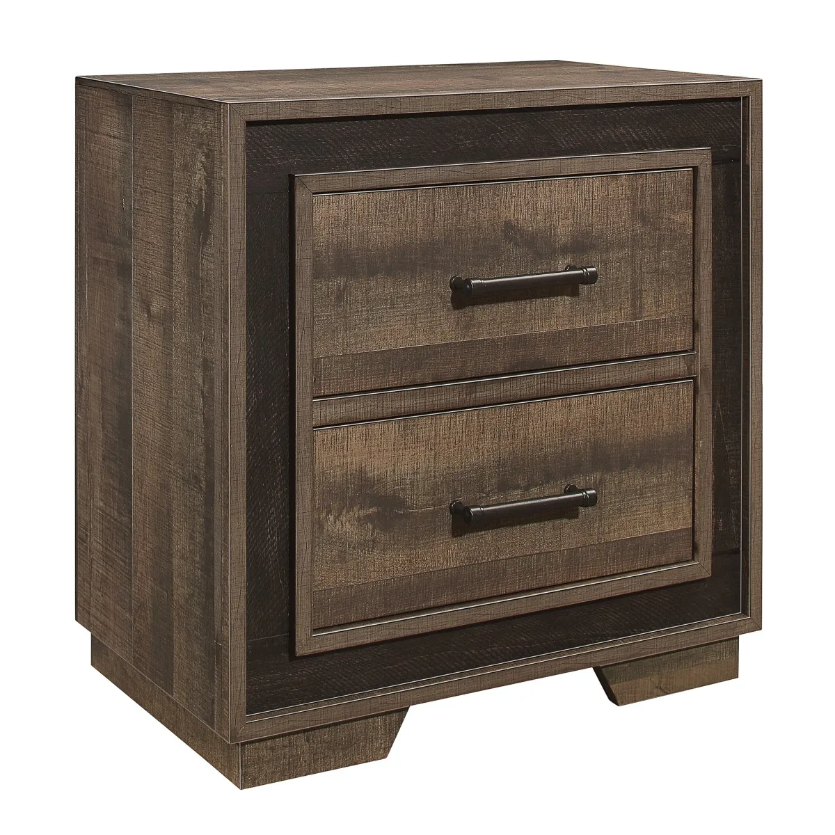 Rustic Style 1pc Nightstand Two-Tone Finish Embossed Faux-Wood Bedside Table Bedroom Furniture