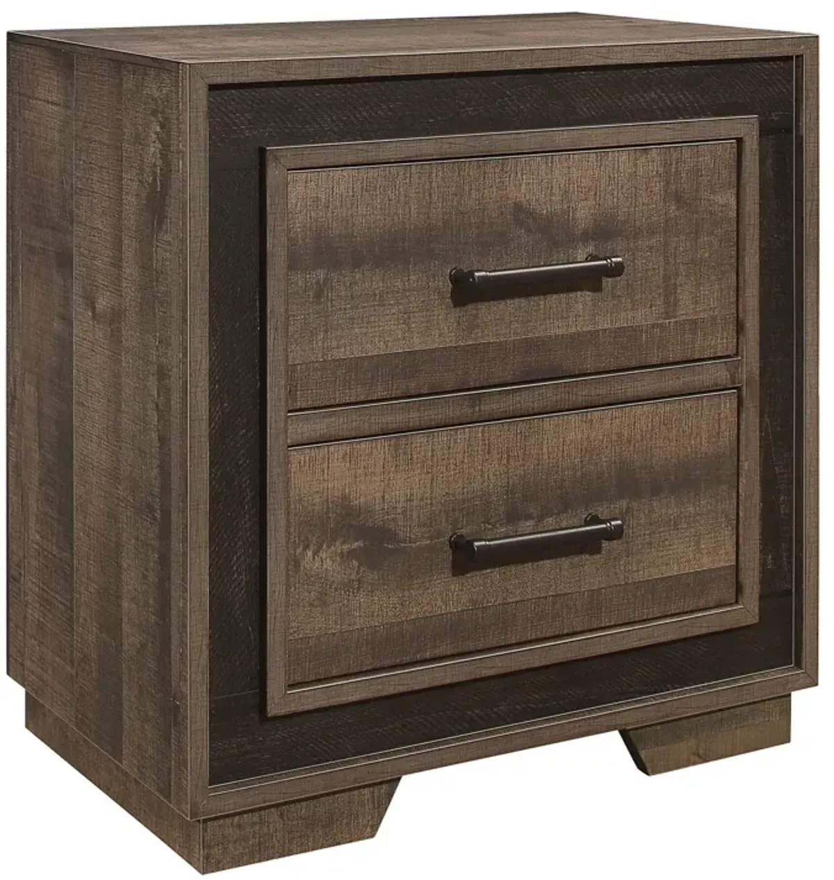 Rustic Style 1 Piece Nightstand Two-Tone Finish Embossed Faux-Wood Bedside Table Bedroom Furniture