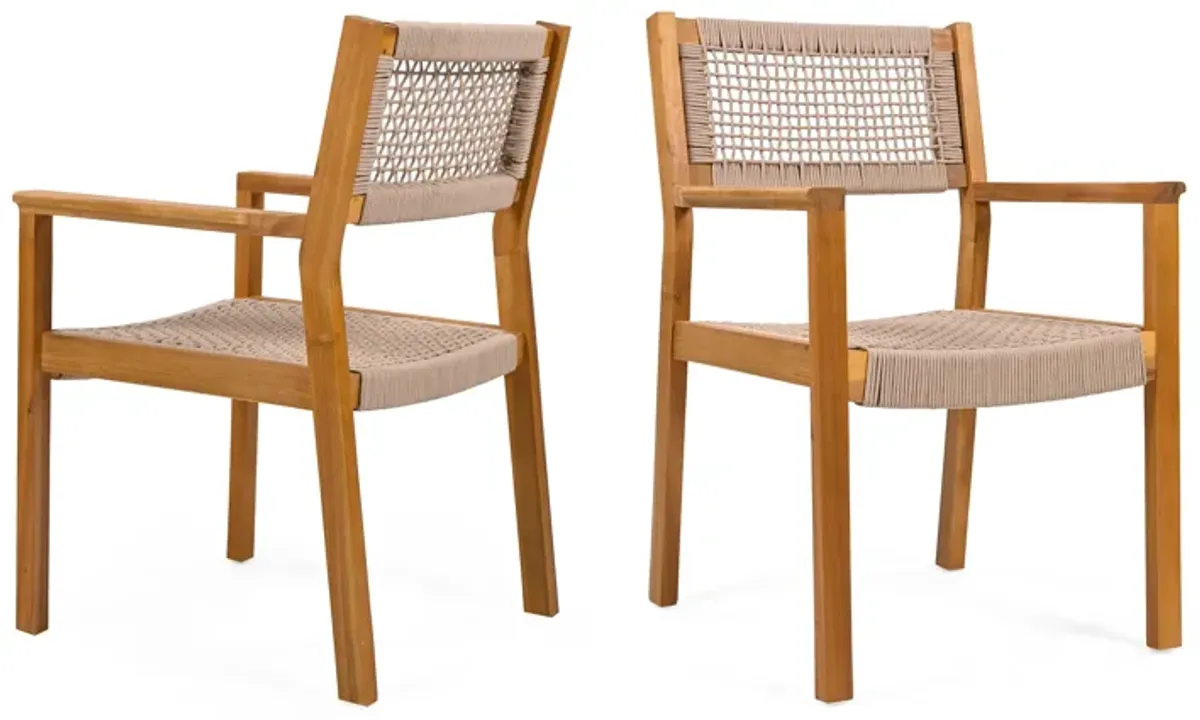 Merax 2 Pieces Acacia Wood Dining Chairs