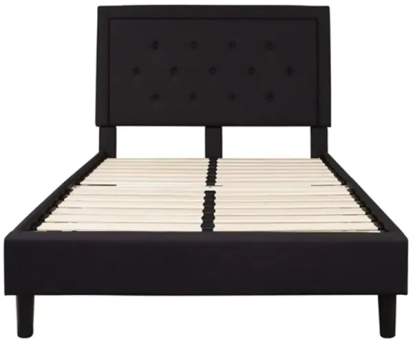 Full size Black Fabric Upholstered Platform Bed Frame with Headboard
