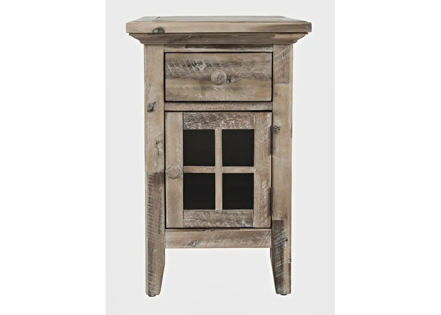 Jofran Inc. Rustic Shores Farmhouse USB Charging End Table with Storage, Grey Wash