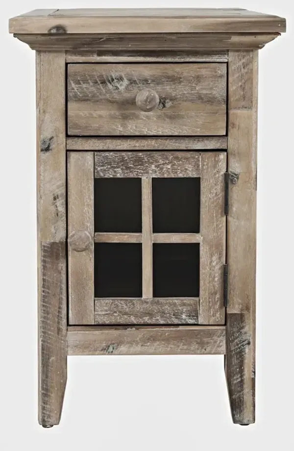 Jofran Inc. Rustic Shores Farmhouse USB Charging End Table with Storage, Grey Wash