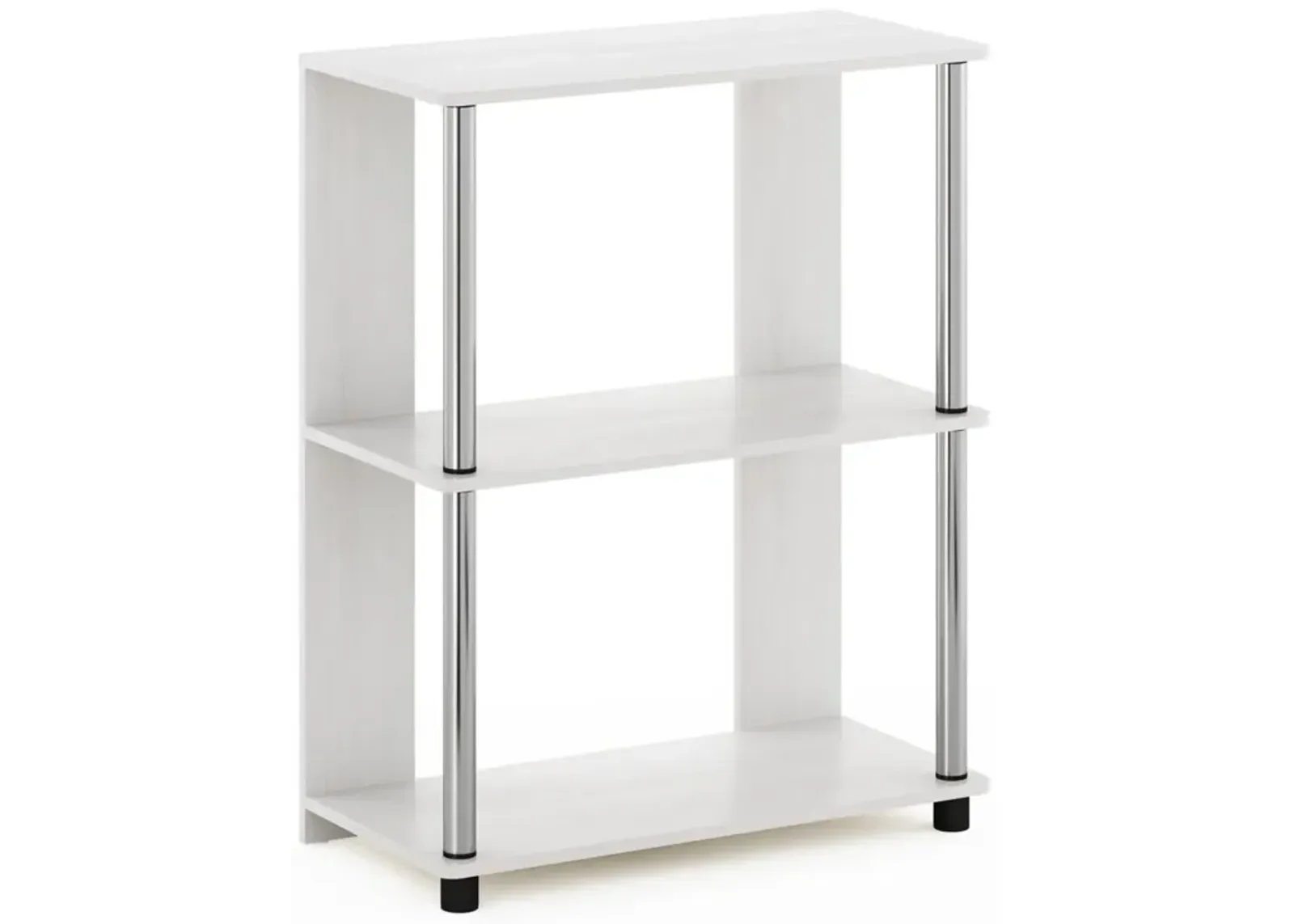 Furinno Jaya Simple Design 3-Tier Bookcase / Bookshelf / Display Rack with Stainless Steel Tubes, White Oak