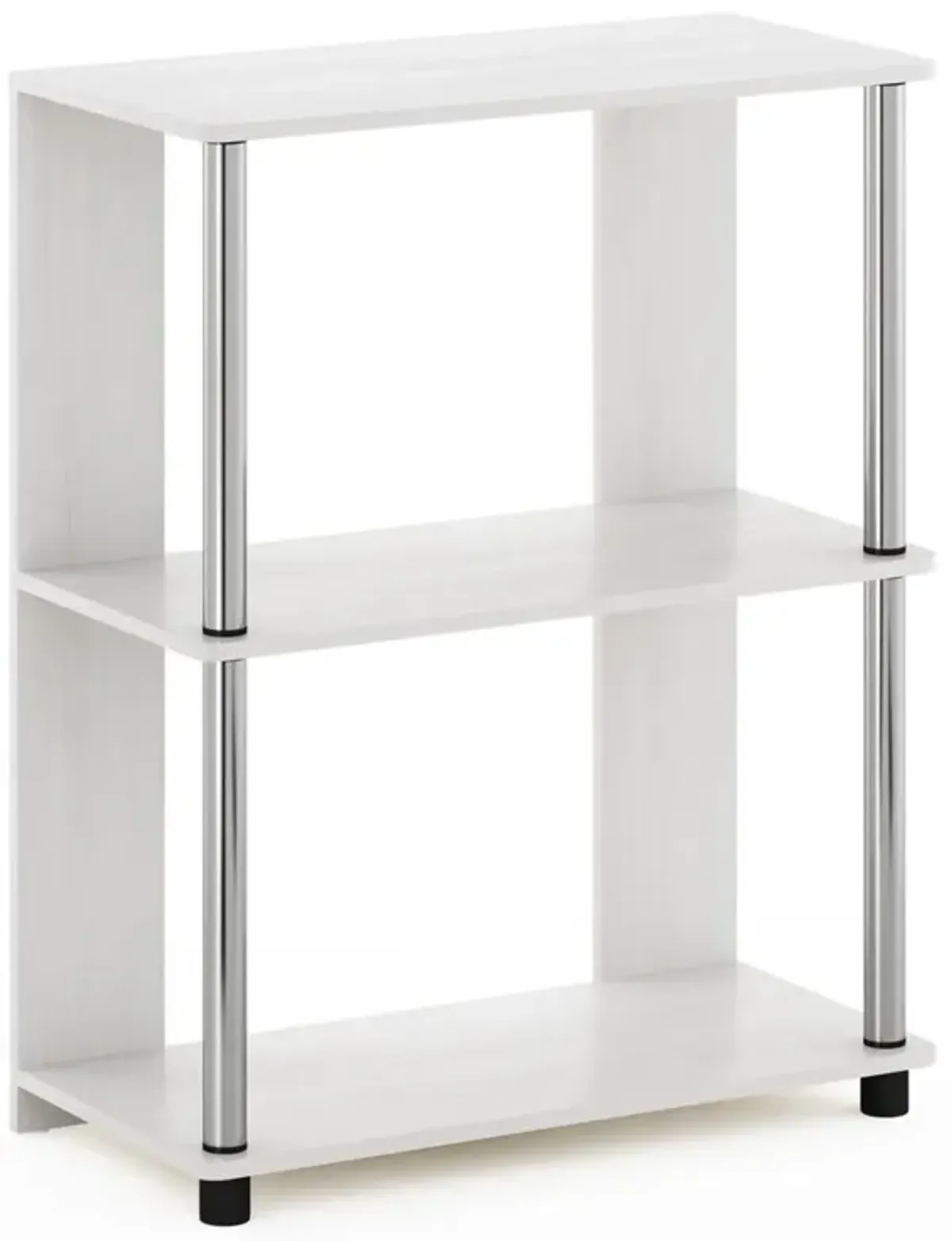 Furinno Jaya Simple Design 3-Tier Bookcase / Bookshelf / Display Rack with Stainless Steel Tubes, White Oak