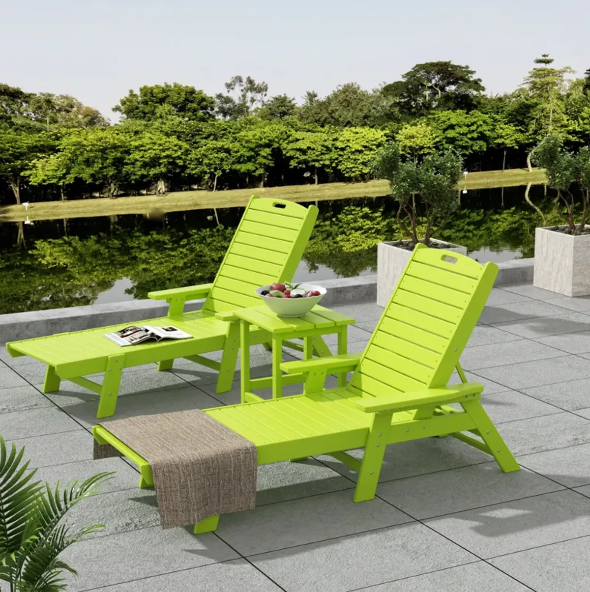 WestinTrends Adirondack Outdoor Chaise Lounge with Side Table Set