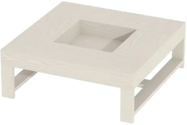 FUFU&GAGA Modern White Wood Coffee Table – Solid Wood, Square Design, Spacious Tabletop with Built-in Storage, Sturdy Frame (43.3" W x 43.3" D x 15.7" H), White