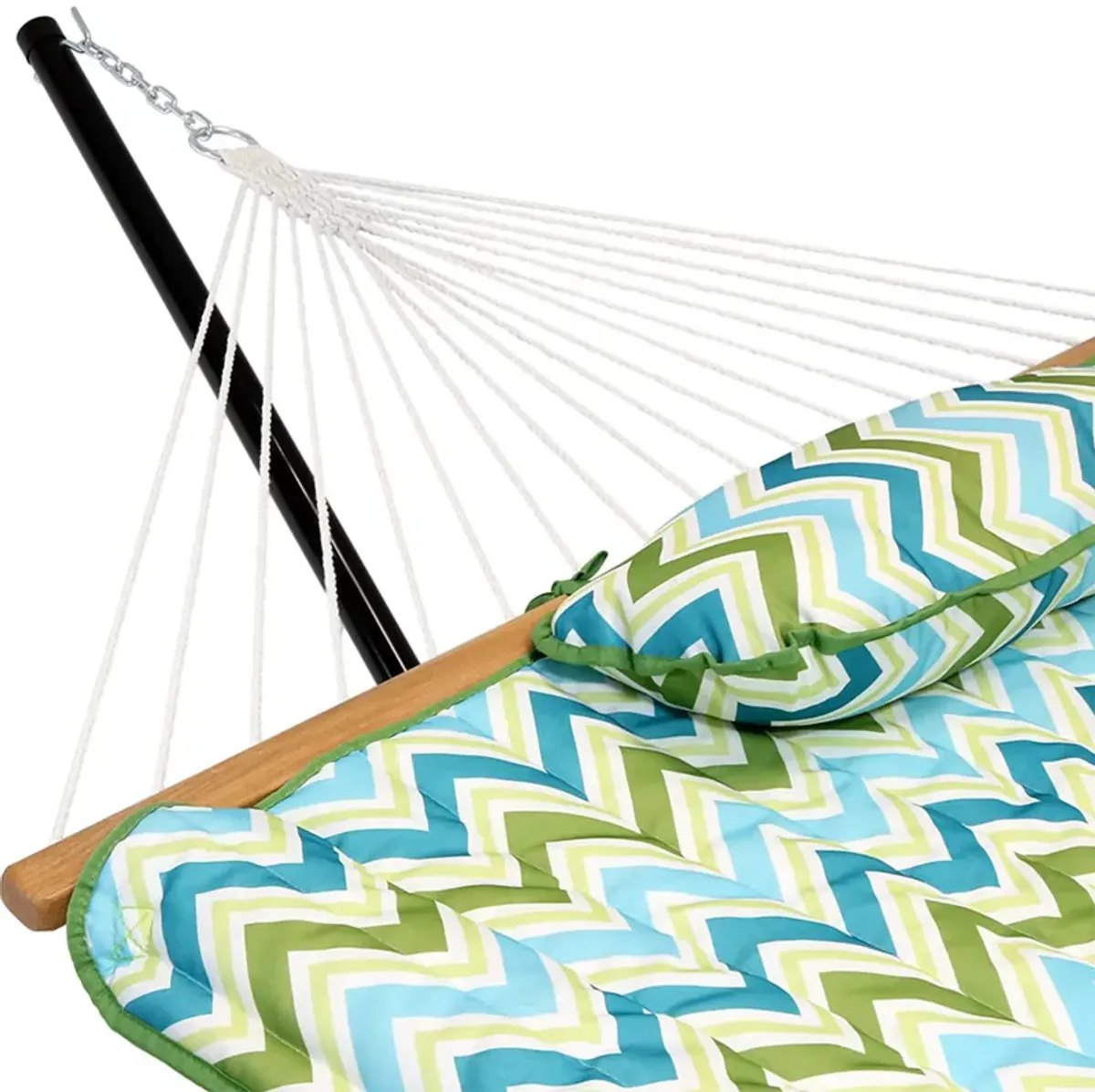 Sunnydaze 2-Person Rope Hammock with Steel Stand and Pad/Pillow