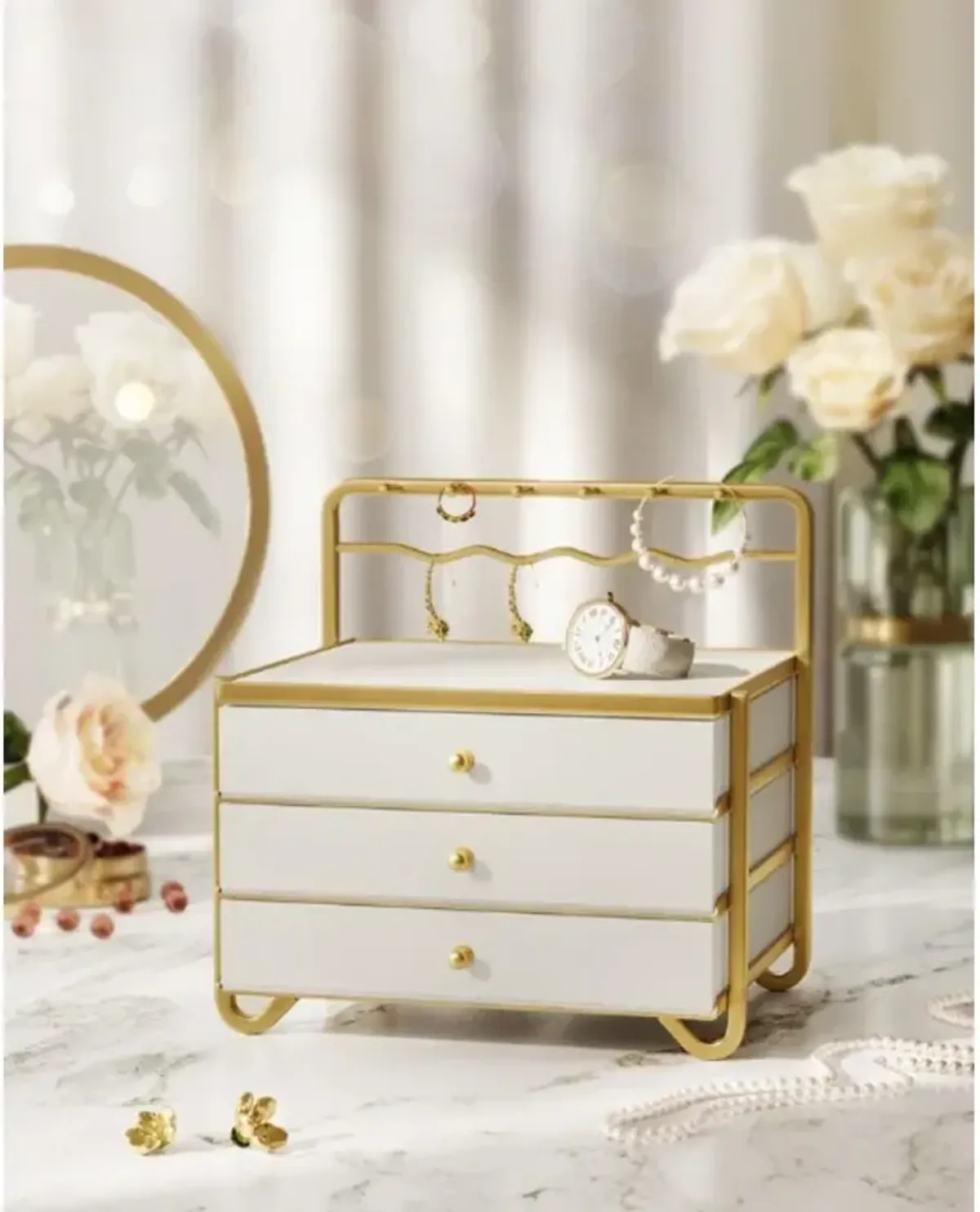 3-Tier Jewelry Box with Drawers for Organized Storage