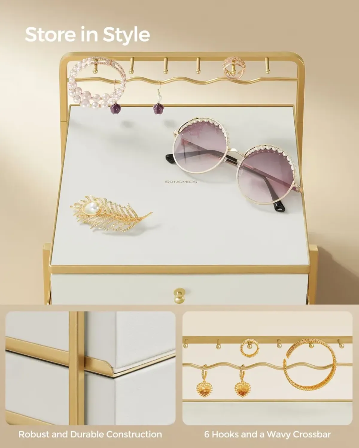 3-Tier Jewelry Box with Drawers for Organized Storage