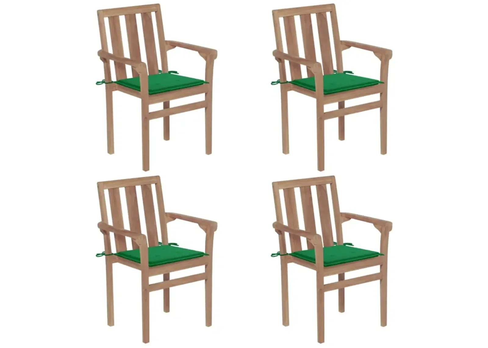 vidaXL Stackable Garden Chairs with Cushions 4 pcs Solid Teak Wood