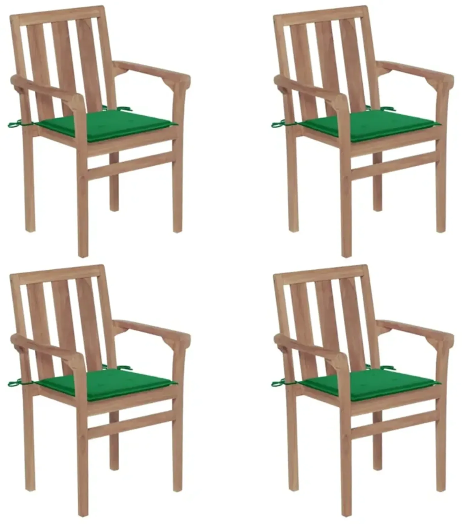 vidaXL Stackable Garden Chairs with Cushions 4 pcs Solid Teak Wood