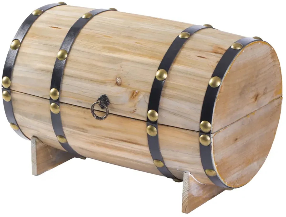 Wooden Barrel Treasure Chest