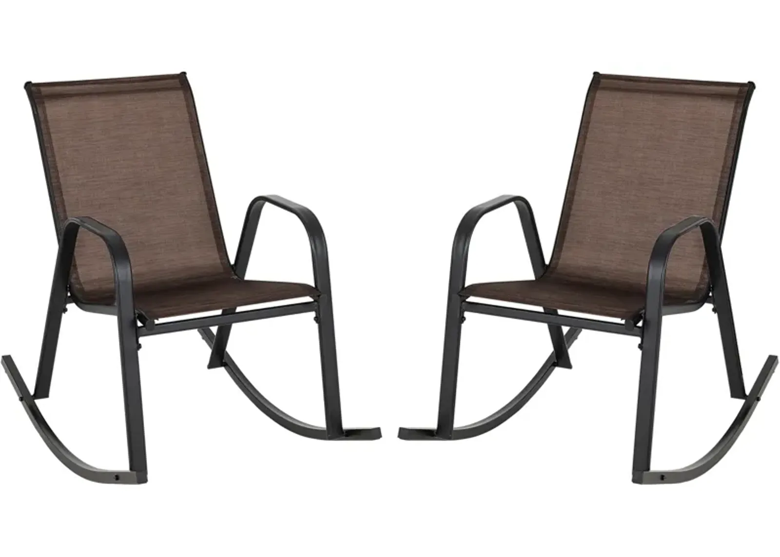 Set of 2 Metal Patio Rocking Chair with Breathable Seat Fabric