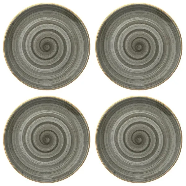 Space dia.12" Round Grey Porcelain Plate (Set of 4)