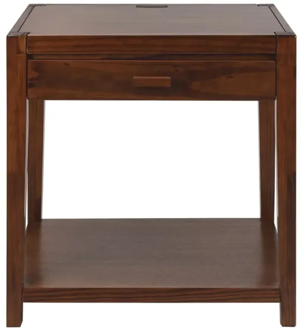 Notre Dame Night Stand with USB Port-Warm Brown