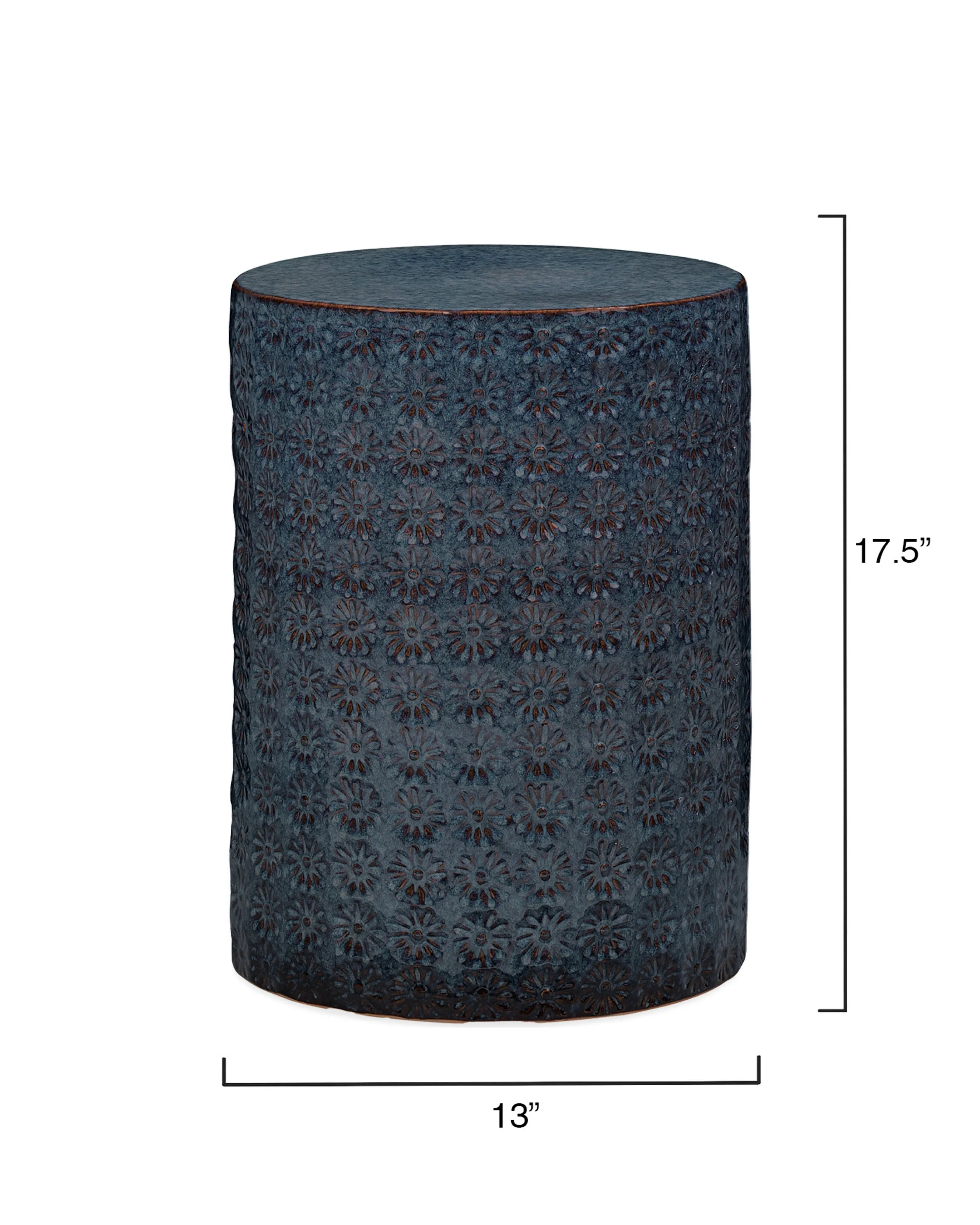 Wildflower Blue Ceramic Side Table