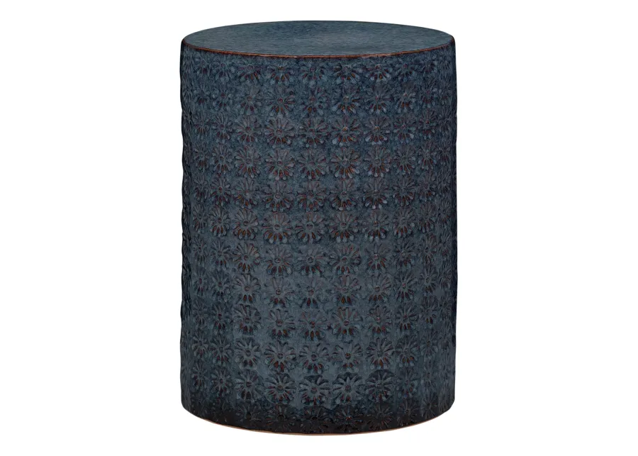 Wildflower Blue Ceramic Side Table