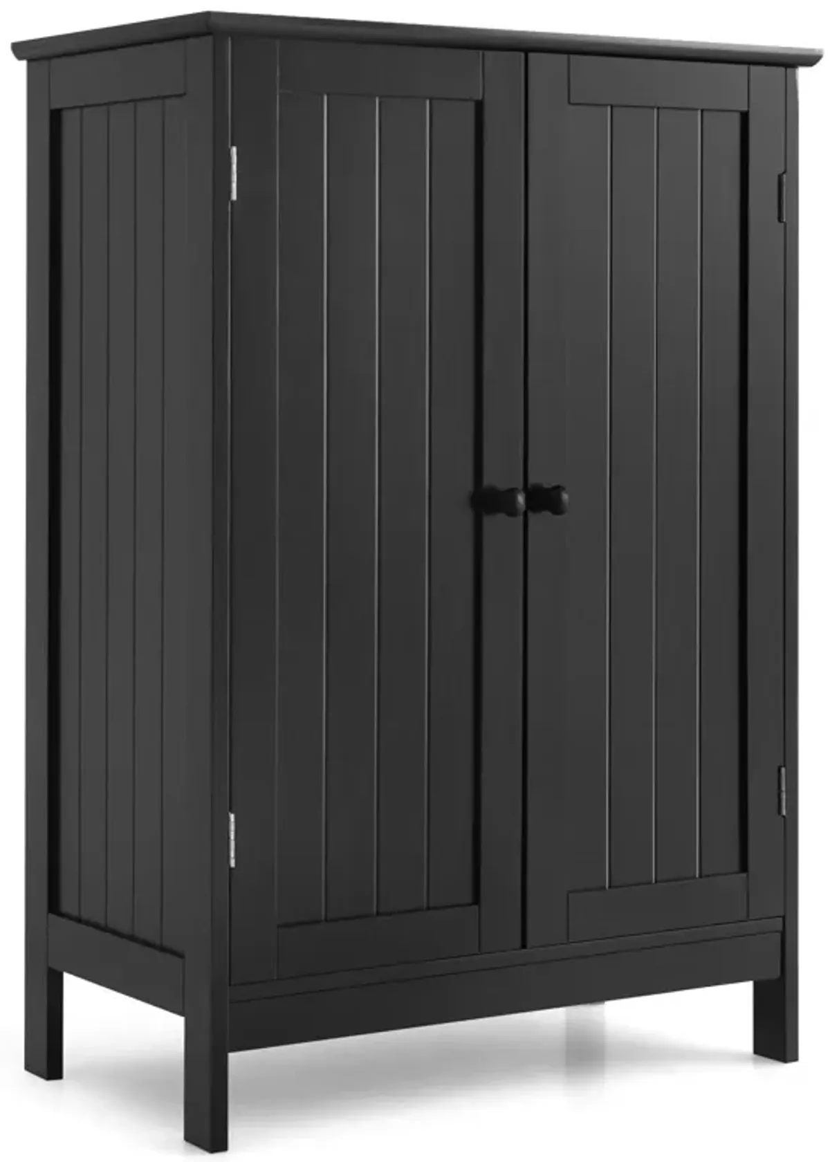 2-Door Freee-Standing Bathroom Cabinet with Shelf-Black