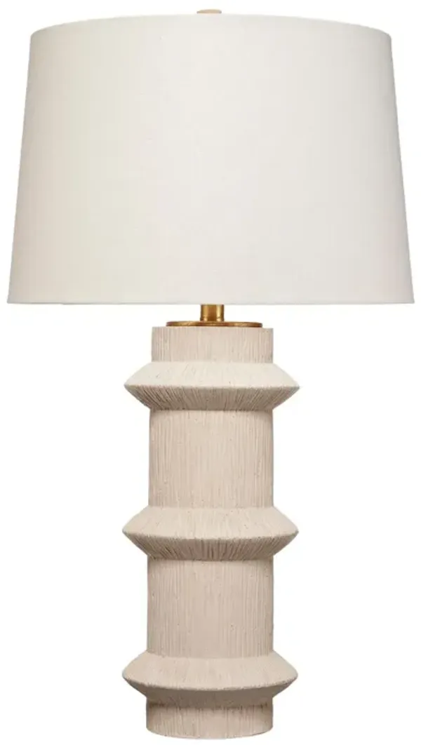 Disy Accent Table Lamp, Linen, Turned Sculptural Polyresin 30 Inch