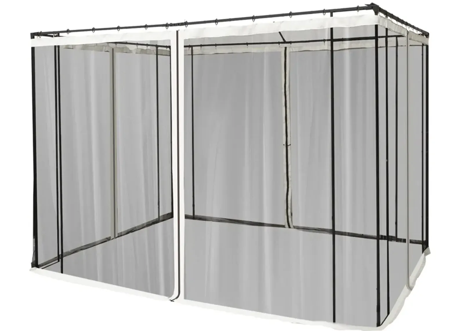 Black Patio Privacy: 10x10 Gazebo Sidewalls with Zippers (Netting Only)