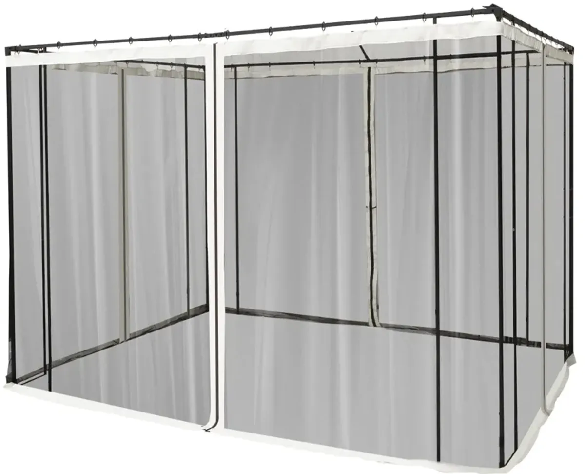 Black Patio Privacy: 10x10 Gazebo Sidewalls with Zippers (Netting Only)