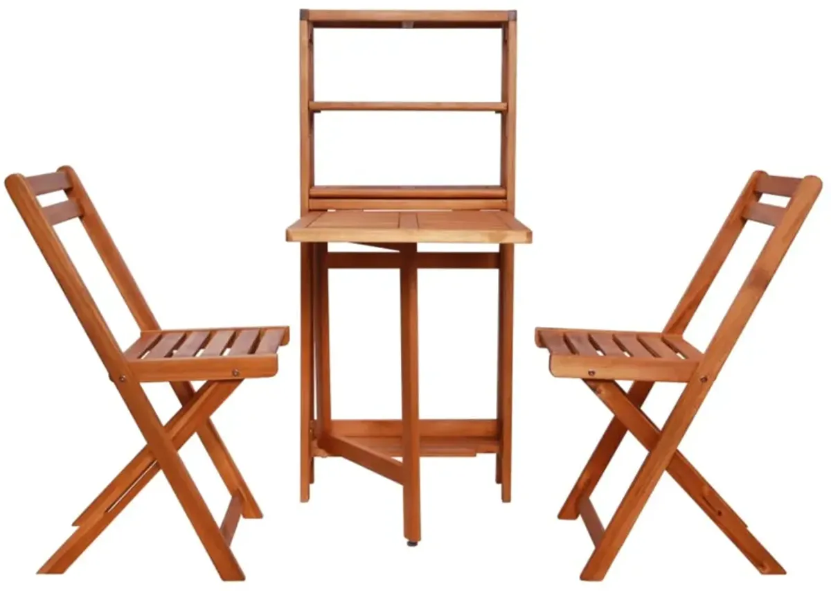 vidaXL 3 Piece Folding Bistro Set Solid Acacia Wood