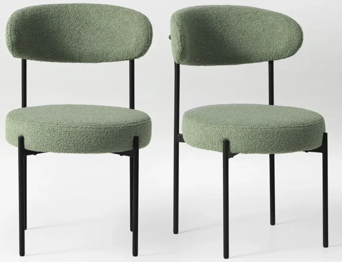 WestinTrends Mid-Century Modern Upholstered Sherpa Round Dining Chairs (Set of 2)