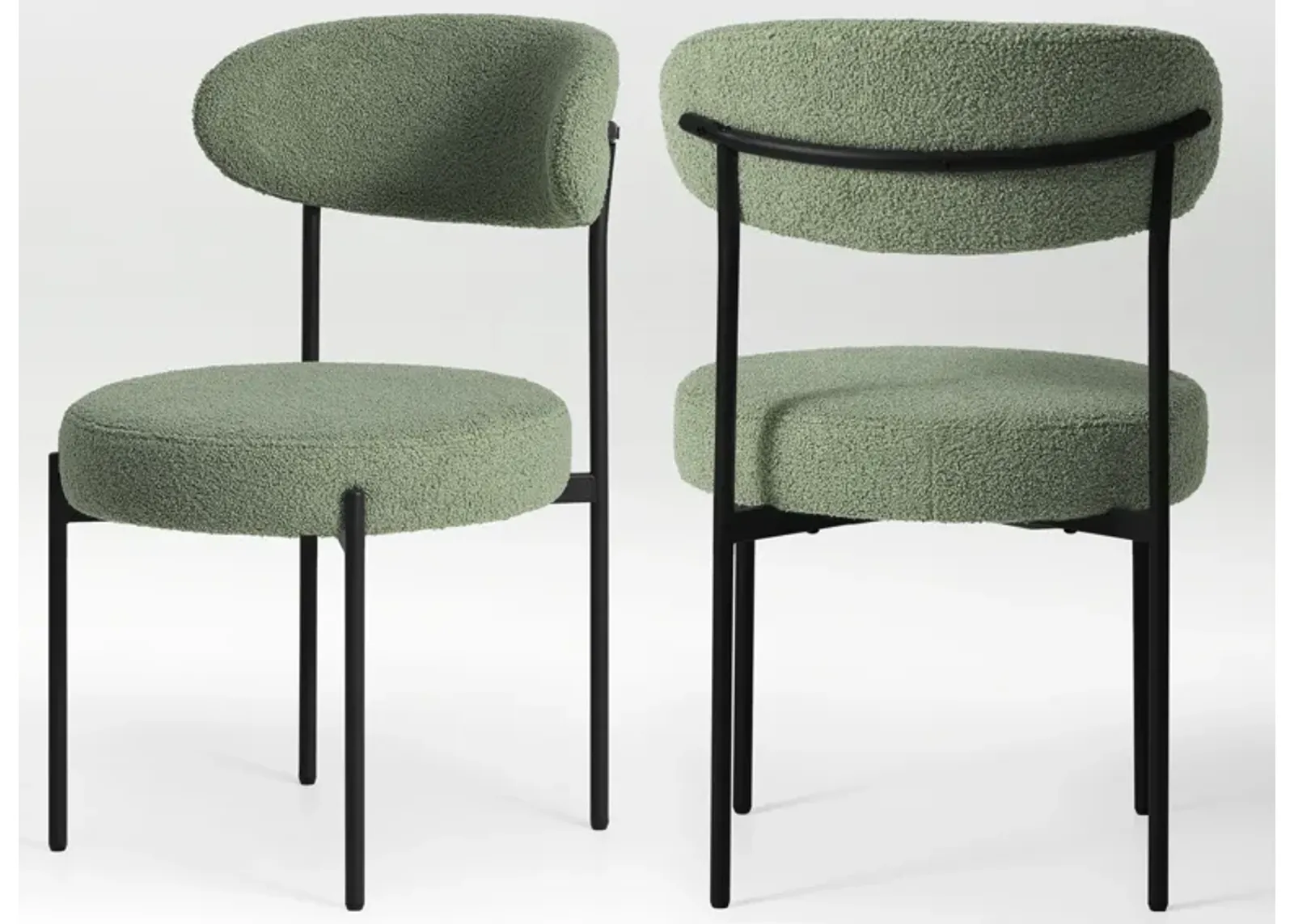 WestinTrends Mid-Century Modern Upholstered Sherpa Round Dining Chairs (Set of 2)