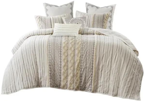 Gracie Mills Modesto 3 Piece Tufted Chenille Geometric Cotton Coverlet Set