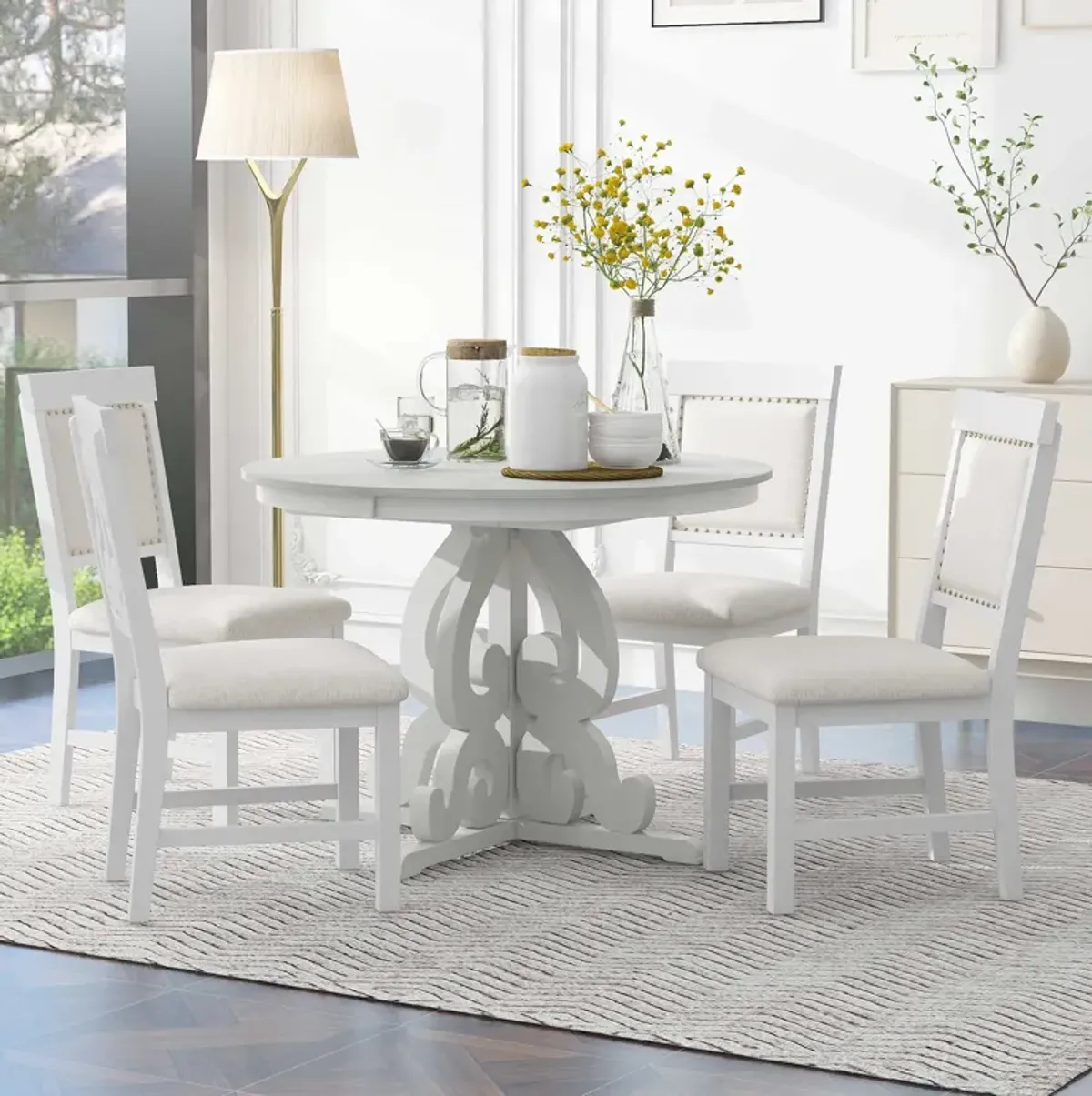 Merax 5-Piece Extendable Table Retro Dining Set