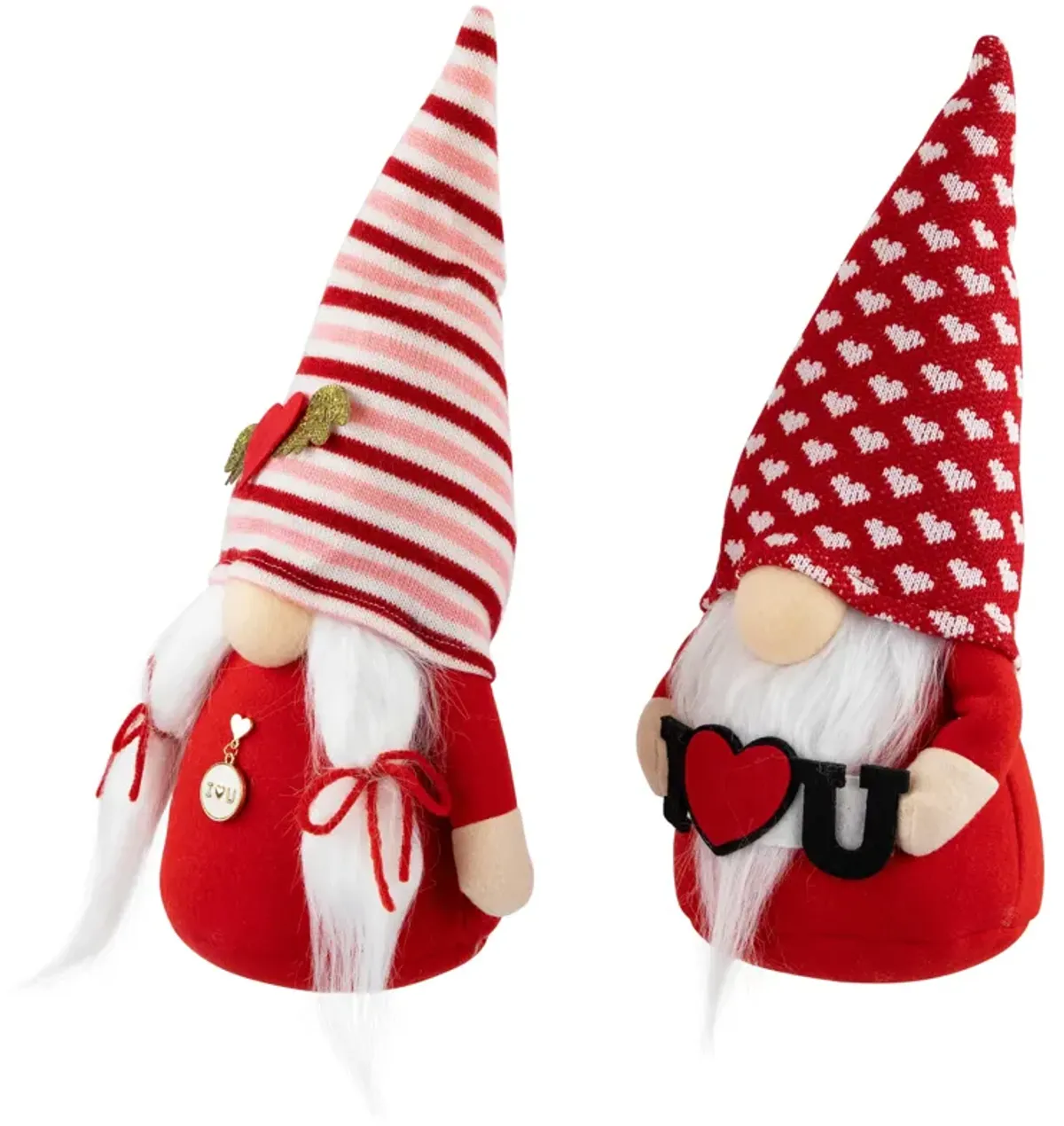 Plush "I Heart U" Valentine's Day Gnomes  -12" - Set of 2