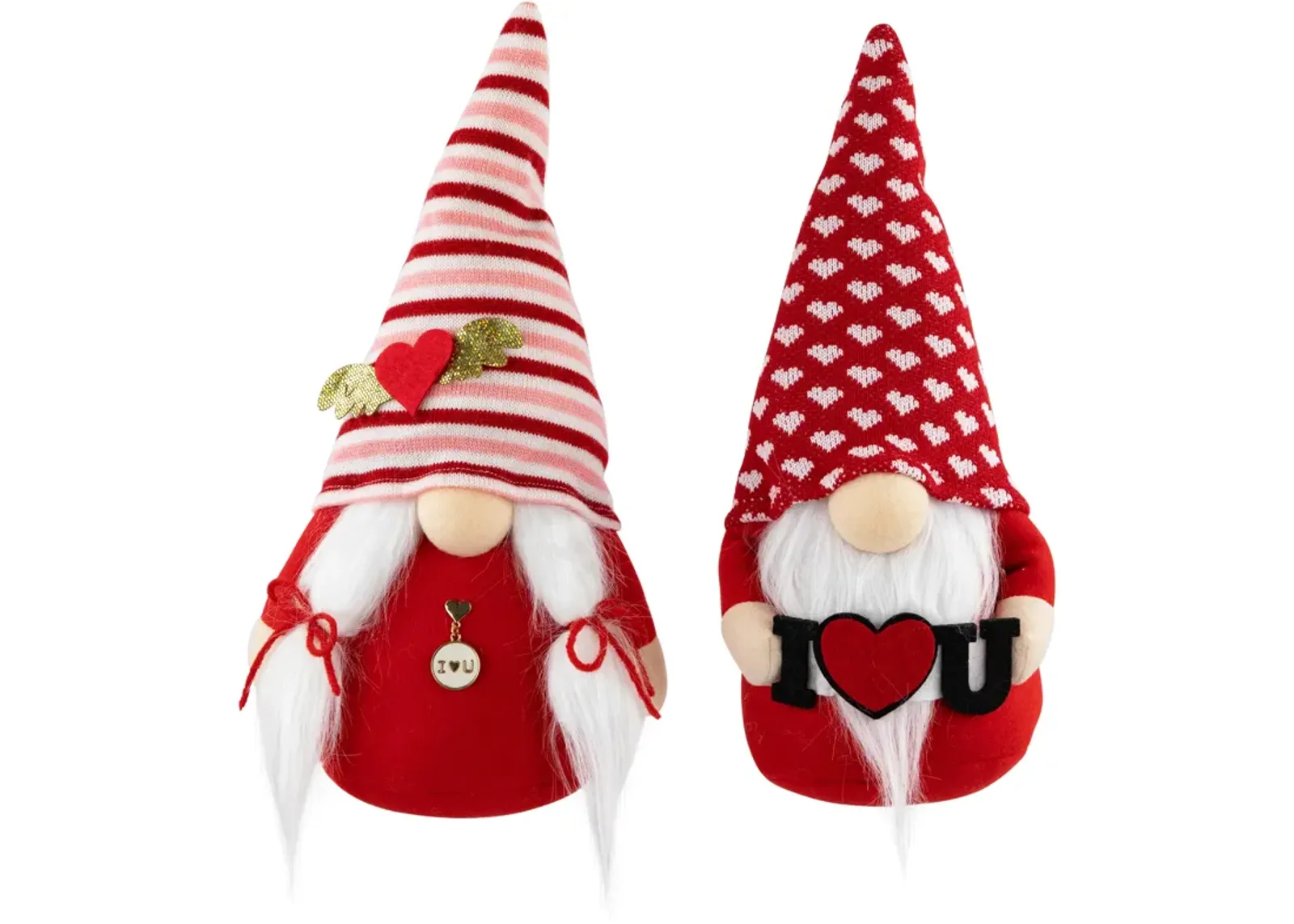 Plush "I Heart U" Valentine's Day Gnomes  -12" - Set of 2