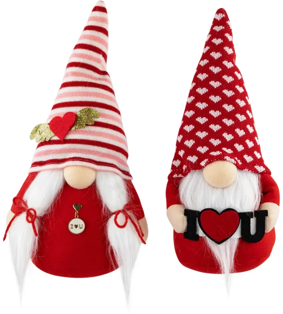 Plush "I Heart U" Valentine's Day Gnomes  -12" - Set of 2