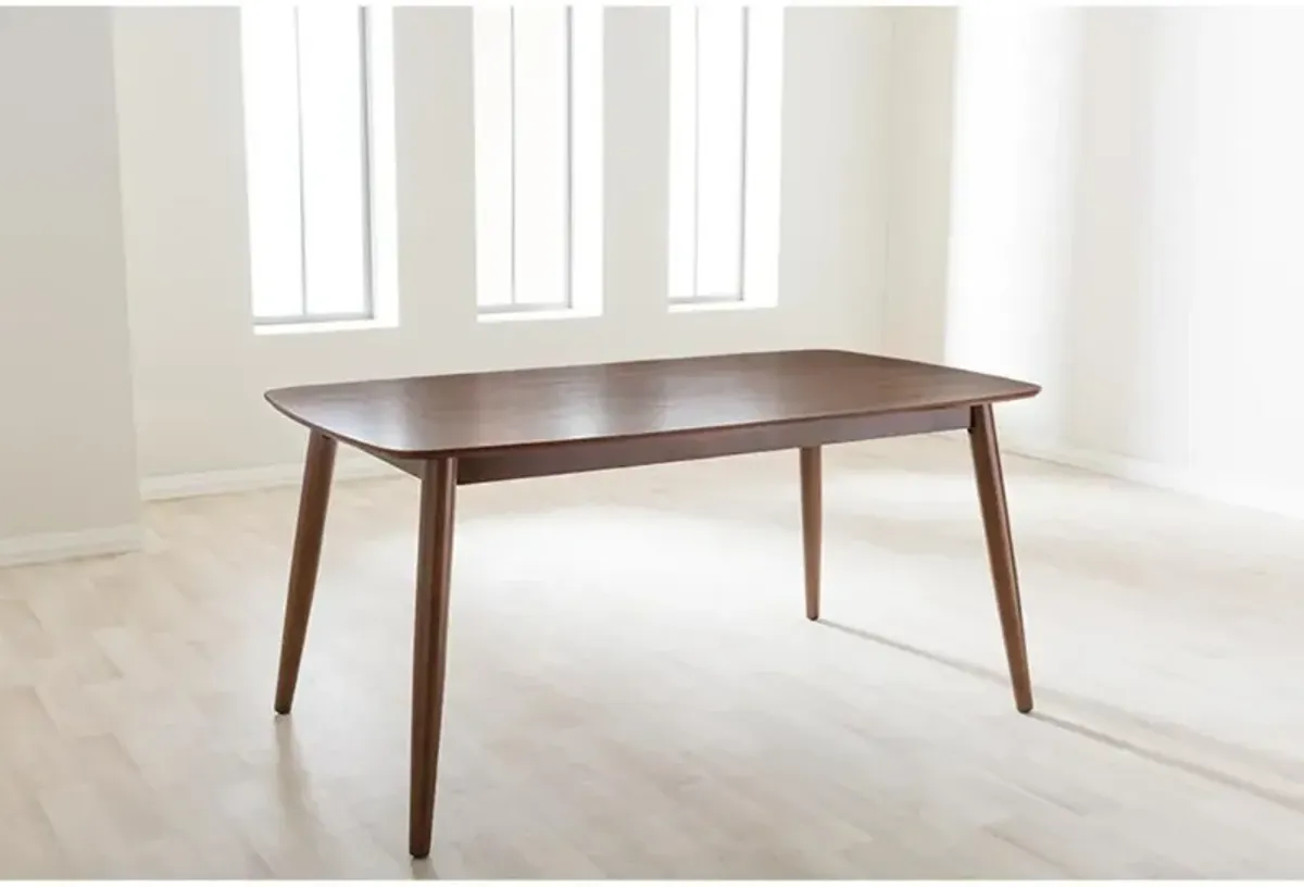 Flora Mid-Century Modern "Oak" Medium Brown Finishing Wood Dining Table