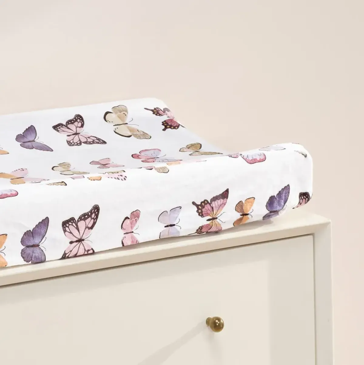 Lambs & Ivy Butterfly Dreams Soft/Cozy Fleece Changing Pad Cover - White