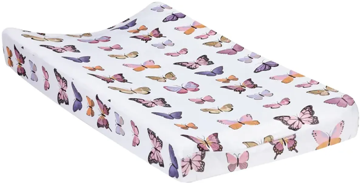 Lambs & Ivy Butterfly Dreams Soft/Cozy Fleece Changing Pad Cover - White