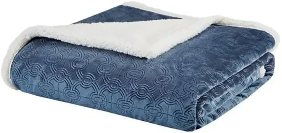 Belen Kox Luxe Blue Cove Oversized Textured Plush Throw, Belen Kox