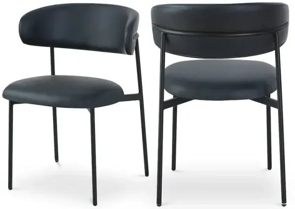 Meridian Furniture Lupita Black Vegan Leather Dining Chair, Set of 2