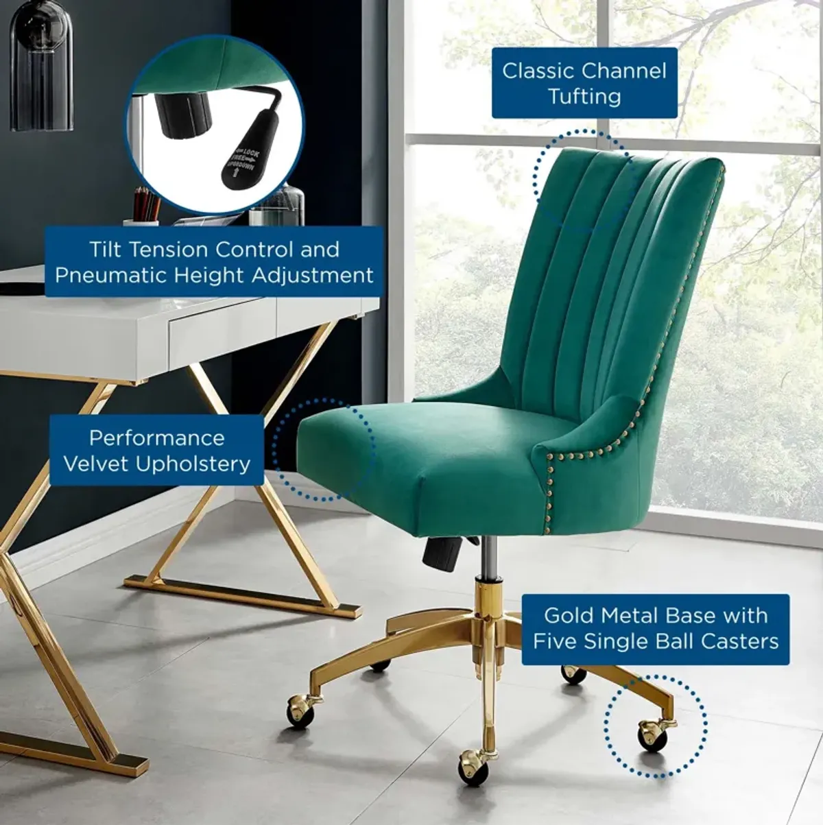 Modway Furniture - Empower Channel Tufted Performance Velvet Office Chair