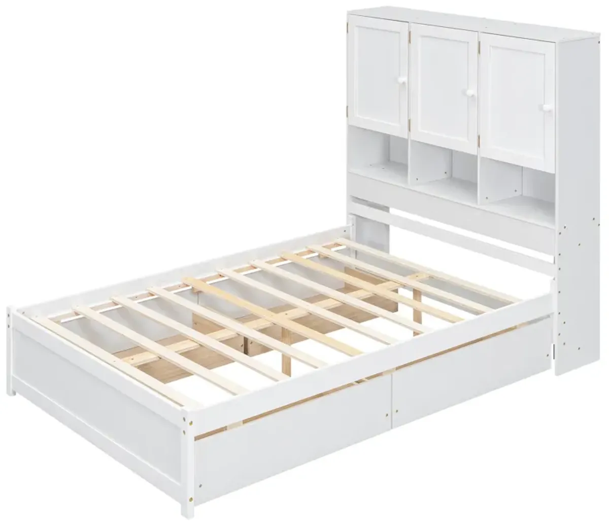 Merax Platform Bed with Storage Headboard and 4 Drawers