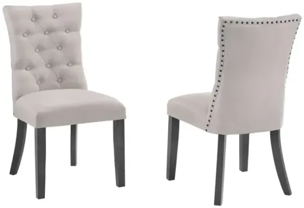Upholstered Side Chairs with Tufted Buttons and Nailhead Trim