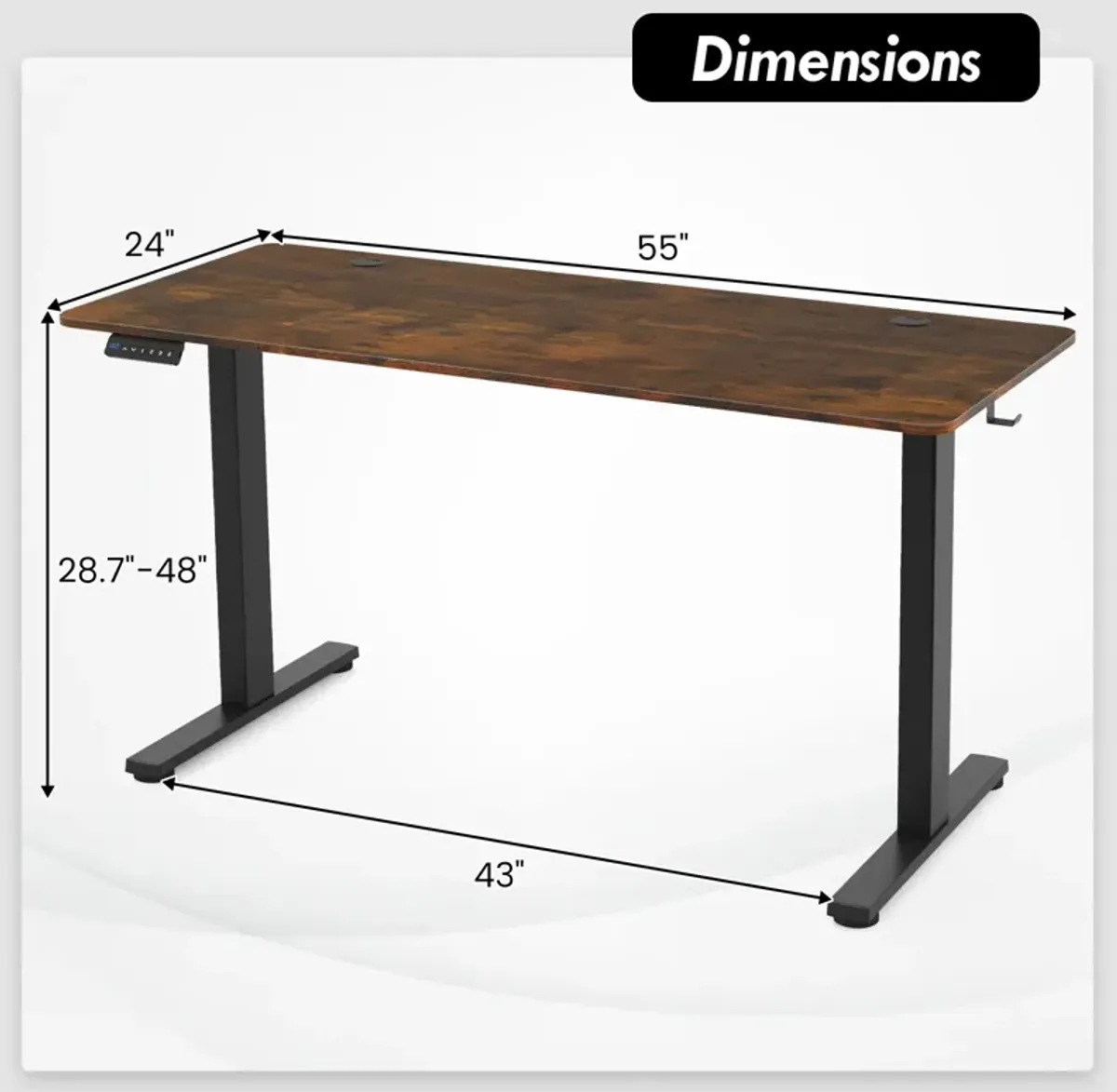 Sit-Stand Home Office Desk with 3 Adjustable Memory Height Settings for Ergonomic Comfort