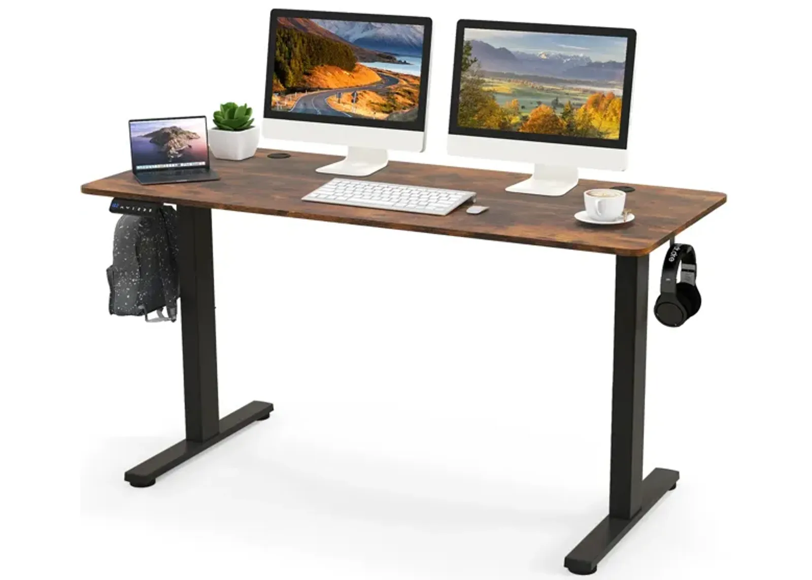 Sit-Stand Home Office Desk with 3 Adjustable Memory Height Settings for Ergonomic Comfort